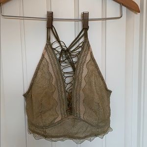Victoria’s Secret laced green and beige bralette